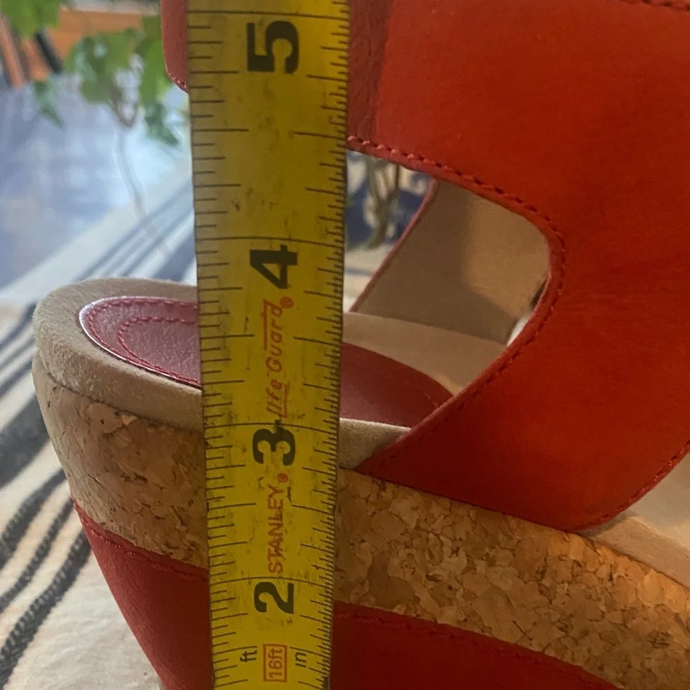 Dansko Red Cork Wedge Sandals with Ankle Strap - Picture 3 of 5